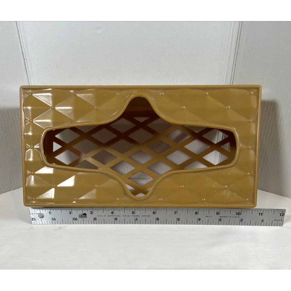Vintage MCM Gold Plastic Tissue Box Cover Retro Bathroom Vanity Holder - Picture 4 of 6